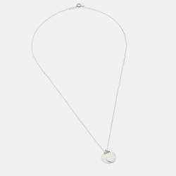 Pre Owned Tiffany & Co. Return to Tiffany Blue Enamel Sterling Silver Double Heart Tag Pendant Necklace