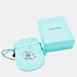 Pre Owned Tiffany & Co. Return to Tiffany Blue Enamel Sterling Silver Double Heart Tag Pendant Necklace