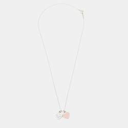 Pre Owned Tiffany & Co. Return to Tiffany Pink Enamel Sterling Silver Heart Tag Pendant Necklace