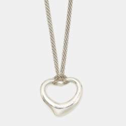 Pre Owned Tiffany & Co. Elsa Peretti Sterling Silver Open Heart Pendant Necklace