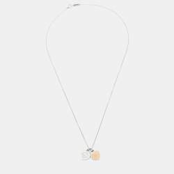 Tiffany & Co. Return To Tiffany Pink Enamel Double Heart Tag Pendant Necklace