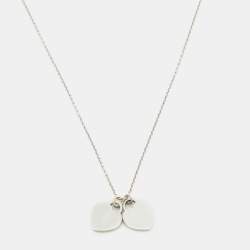 Tiffany & Co. Return To Tiffany Pink Enamel Double Heart Tag Pendant Necklace