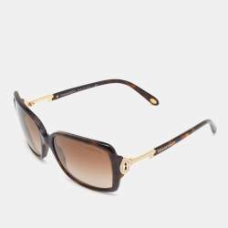 Pre Owned Tiffany & Co. Havana/Brown Gradient TF4043-B Embellished Detail Square Sunglasses