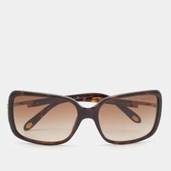 Pre Owned Tiffany & Co. Havana/Brown Gradient TF4043-B Embellished Detail Square Sunglasses