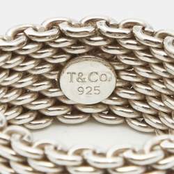 Pre Owned Tiffany & Co. Somerset Sterling Silver Band Ring Size 55