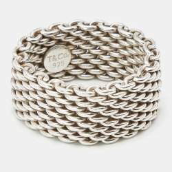 Pre Owned Tiffany & Co. Somerset Sterling Silver Band Ring Size 55