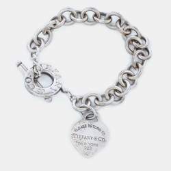 Pre Owned Tiffany & Co. Return To Tiffany Love Heart Tag Sterling Silver Toggle Bracelet