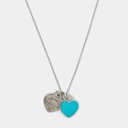 Pre Owned Tiffany & Co. Return To Tiffany Love Heart Tag Enamel Sterling Silver Necklace
