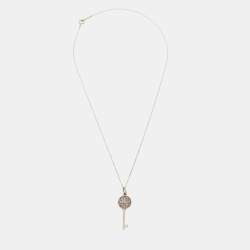 Pre Owned Tiffany & Co. Tiffany Key Diamond Sterling Silver Pendant Necklace