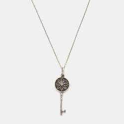 Tiffany and Co. Sterling Silver Daisy Key Pendant Necklace with