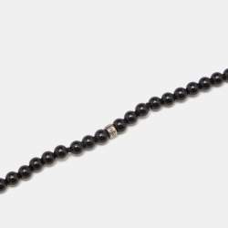 Pre Owned Tiffany & Co. Ziegfeld Cultured Pearl Onyx Sterling Silver Beaded Tassel Necklace