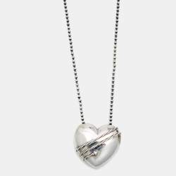 Pre Owned Tiffany & Co. Heart & Arrow Sterling Silver Pendant Necklace