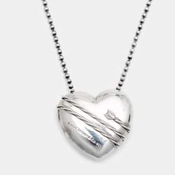 Pre Owned Tiffany & Co. Heart & Arrow Sterling Silver Pendant Necklace
