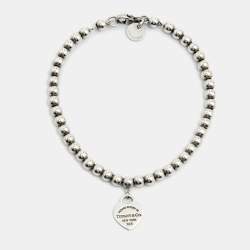 مملوكة مسبقًا Tiffany & Co. Return to Tiffany Heart Tag Enamel Silver Bead Bracelet