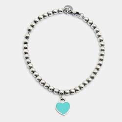 مملوكة مسبقًا Tiffany & Co. Return to Tiffany Heart Tag Enamel Silver Bead Bracelet