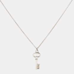 Pre Owned Tiffany & Co. Mini Oval Key Sterling Silver Pendant Necklace