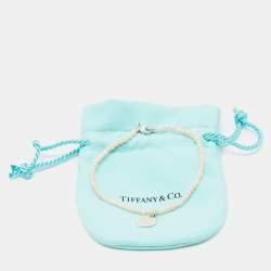 Pre Owned Tiffany & Co. Return To Tiffany Silver Heart Tag Pearl Bracelet