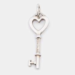 Pre Owned Tiffany & Co. Sterling Silver Heart Key Mini Pendant