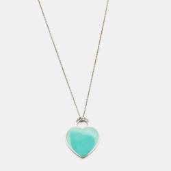 Tiffany & Co. Return To Tiffany Sterling Silver Enamel Heart Tag Pendant Necklace
