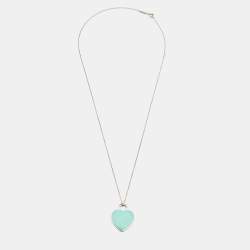 Tiffany & Co. Return To Tiffany Sterling Silver Enamel Heart Tag Pendant Necklace