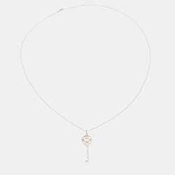 Tiffany & Co. Atlas Key Sterling Silver Pendant Long Chain Necklace