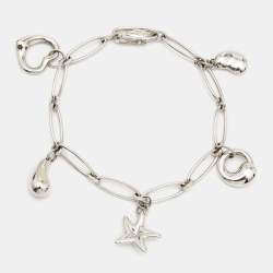 Pre Owned Tiffany & Co. Elsa Peretti Multi-Charm Sterling Silver Link Bracelet