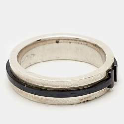 Pre Owned Tiffany & Co. Tiffany T Ceramic Sterling Silver Ring Size 52