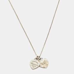 Tiffany & Co. Return to Tiffany Enamel Double Heart Tag Sterling Silver Pendant Necklace