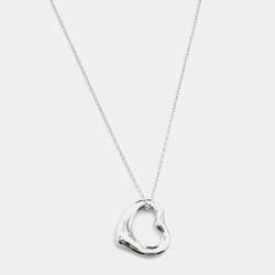 Pre Owned Tiffany & Co. Elsa Peretti Open Heart Sterling Silver Pendant Necklace