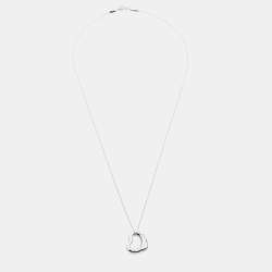 Pre Owned Tiffany & Co. Elsa Peretti Open Heart Sterling Silver Pendant Necklace