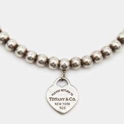 Pre Owned Tiffany & Co. Return to Tiffany Sterling Silver Heart Charm Bead Bracelet
