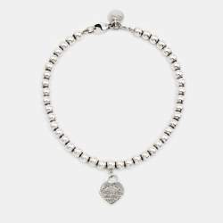 Pre Owned Tiffany & Co. Return To Tiffany  Enamel Sterling Silver Beaded Bracelet