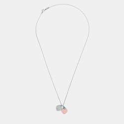 Tiffany & Co. Return To Tiffany Double Heart Tag Enamel Silver Pendant Necklace