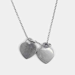 Tiffany & Co. Return To Tiffany Double Heart Tag Enamel Silver Pendant Necklace