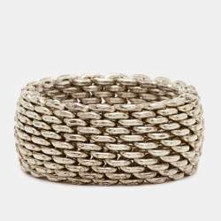 Tiffany & Co. Somerset Mesh Sterling Silver Ring Size 56