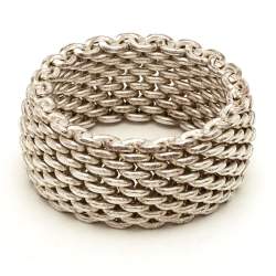 Tiffany & Co. Somerset Mesh Sterling Silver Ring Size 56