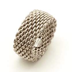 Tiffany & Co. Somerset Mesh Sterling Silver Ring Size 56