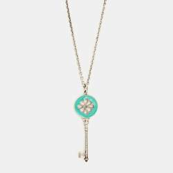 Pre Owned Tiffany & Co. Knot Key Pendant Enamel Sterling Silver Necklace