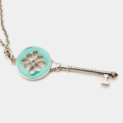 Pre Owned Tiffany & Co. Knot Key Pendant Enamel Sterling Silver Necklace