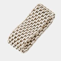 Pre Owned Tiffany & Co. Somerset Mesh Sterling Silver Ring Size 57