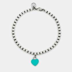 Pre Owned Tiffany & Co. Return to Tiffany Enamel Sterling Silver Beads Bracelet