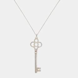 Pre Owned Tiffany & Co. Crown Key Sterling Silver Pendant Necklace