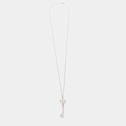 Pre Owned Tiffany & Co. Crown Key Sterling Silver Pendant Necklace
