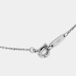 Pre Owned Tiffany & Co. Slanted Open Heart Silver Pendant Necklace