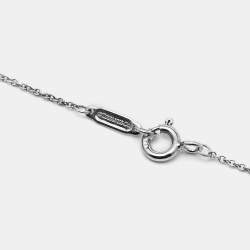 Pre Owned Tiffany & Co. Slanted Open Heart Silver Pendant Necklace