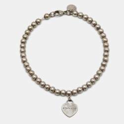 Tiffany & Co. Return To Tiffany Heart Tag Sterling Silver Beaded Bracelet