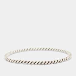Pre Owned Tiffany & Co. Silver Twist Narrow Bangle Bracelet