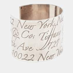 Pre Owned Tiffany & Co. Note Sterling Silver Wide Cuff Bracelet