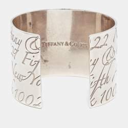 Pre Owned Tiffany & Co. Note Sterling Silver Wide Cuff Bracelet