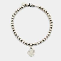 Tiffany & Co. Return to Tiffany Sterling Silver Heart Charm Bead Bracelet